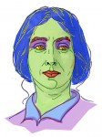George Sand: Bleistiftzeichnung von Kurt Ries - handgezeichnet und digital koloriert