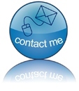 blauer Kontakt Button meditaterra mit Briefumschlag und Maus - contact me
