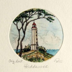 Hiddensee Leuchtturm Dornbusch handkoloriert