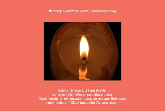 Friedensmeditation montags mit roter Farbe und Kerzenlicht
