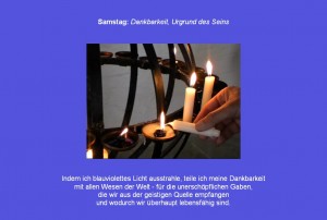 Friedensmeditation Farbmeditation Farbtherapie Indigo Blauviolett Kerzenmeditation Kerze Montag Frieden Kerzenlicht Gebet Fürbitte für den Frieden Harmonie auf Erden Heilung