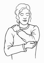 Handauflegen auf Schulter - Zeichnung einer Frau mit Hand auf der Schulter