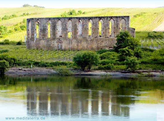 Klosterruine Stuben Spiegelbild in der Mosel