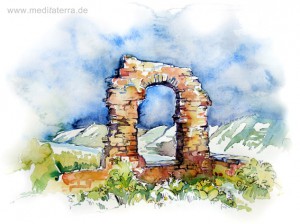 Rolandsbogen am Rhein - Aquarell