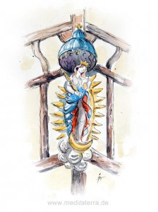 Unkel am Rhein - Madonna auf der Mondsichel - Aquarell von Kurt Ries