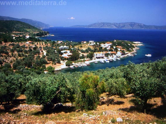 Insel Alonissos: Blick auf die Landzunge mit dem Fischerdorf Steni Vala