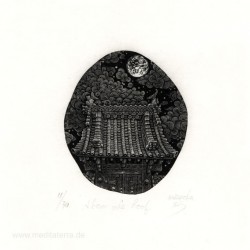 Atsushi Matsuoka, Japan, Above the Roof, Woodengraving, 7,4 x 8,6 cm