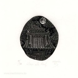 Atsushi Matsuoka 3, Japan, Above the Roof, Woodengraving, 7,4 x 8,6 cm, 2010