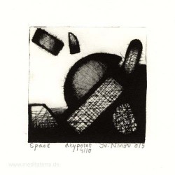 Ivan Ninov 1, Bulgaria, Space, Drypoint, 10 x 10 cm, 2015