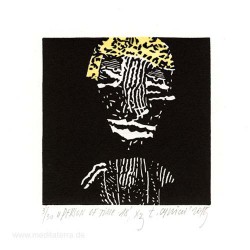 Lukasz Milosz Cywicki 2, Poland, Person of Time – 18, Linocut, 10 x 10 cm, 2015
