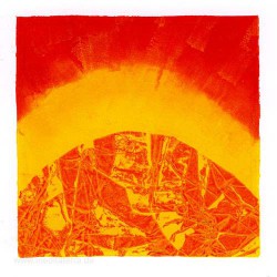 Nelly Arias 3, Argentina, Yellow and Red, Relief Printing, 13 x 13 cm, 2015