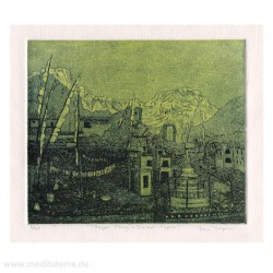 Bev Thompson 3, Canada, Prayer Flags Jarkot, Nepal Etching, Intaglio, Viscosity 2010