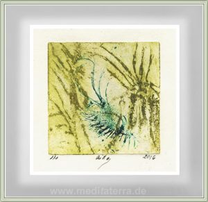 Aida Stolar 2 Israel, Green Contemplation Sugar, 2016, Lift Etching, 9 x 9 cm