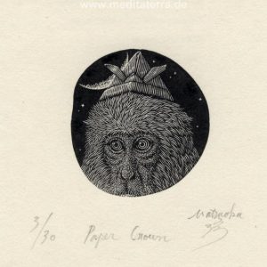 Atsushi Matsuoka 1, Japan, Paper Crown, 2016, Wood Engraving, 5.1 x 4.9 cm, 65