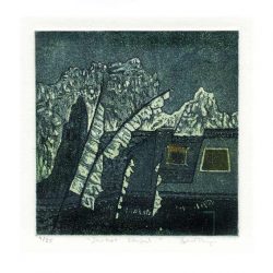 Bev Thompson 2, Canada, Jarkot, Nepal, 2010, Etching, Viscosity, Intaglio, 10 x 10 cm