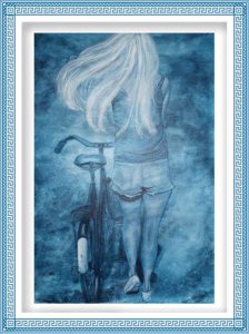 Britt Salver 2, Denmark, Windy Cycling , 2017, painting, 80 x 60 cm