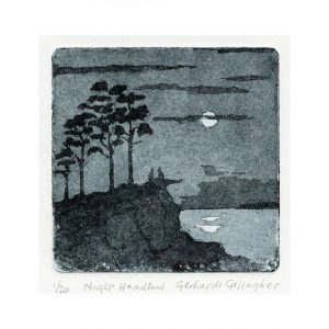 Gerhardt Gallagher 3, Ireland, Night Headland, 2016, Aquatint Etching, 9 x 9 cm