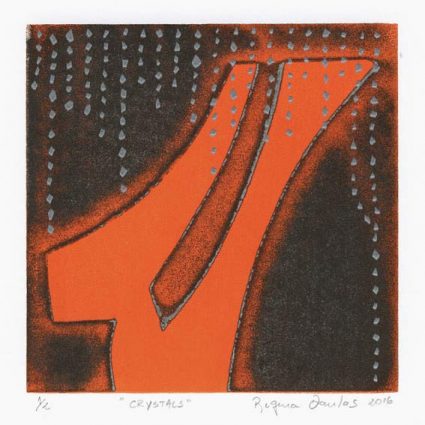 Regina Dantas 2, Brazil, Crystals, 2016, Monotype, Silkscreen, 13 x 13 cm