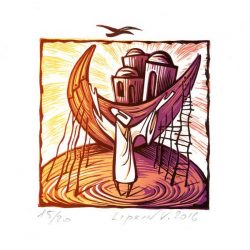 Victor Lipkin 1, Israel, Noah's Ark I, Lino, 9,5 x 12 cm