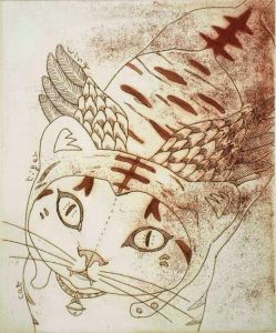 Chiemi Itoi 26, Japan, The Tiger has Wings, 2009, Etching, Mezzotint, Aquatint, 14 × 11,5 cm