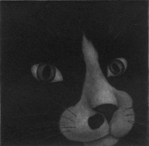 Chiemi Itoi, 19, Japan, Kau Kau, 2001, Mezzotint, Drypoint, 9 × 9 cm