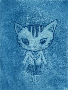 Chiemi Itoi, 1, Japan, A Cat in a Ailor-Fuku, 2003, Etching, Aquatint, 8 × 6 cm