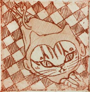 Chiemi Itoi, 29, Japan, A Cat Who is Going to be a Monkey, 2003, Etching, Mezzotint, 3,5 × 3,5 cm