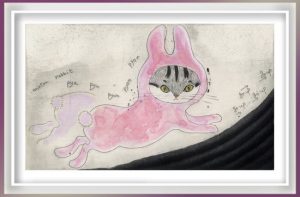 Chiemi Itoi, 28, Japan, The Ascent Hill of a Rabbit , 2010, Etching, Mezzotint, Acrylic gouache, 25,5 × 14,5 cm