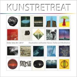 Kunstretreat 2017 - cover, Geschenkbuch, Ausstellungskatalog, Faszination welterweiter Kunst, Farbe und Meditation