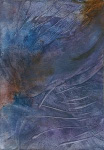 Ruth Helena Fischer 14, Italy, BLUE, mixed technics on canvas, 21 x 29,7 cm , 2017