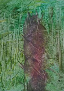 Ruth Helena Fischer 16 Italy, TREE-TRUNK, mixed technics on canvas, 21 x 29,7 cm , 2017