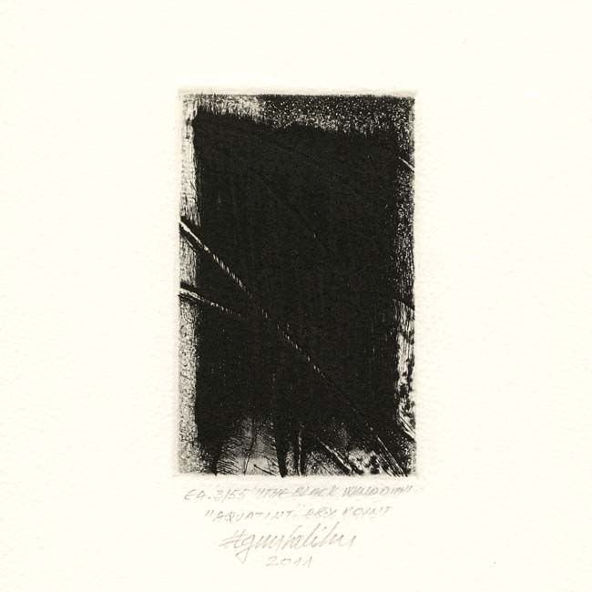 Agim Salihu 13, Kosovo, THE BLACK WINDOW, 2011, Aquatint Dry Point, 10 x 6.5 cm