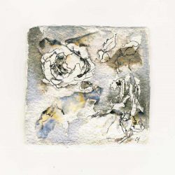 Ellen Geerts 1, Netherlands, Summerflowers-Roses, 2015, Collage, Ink, 10 x 10 cm
