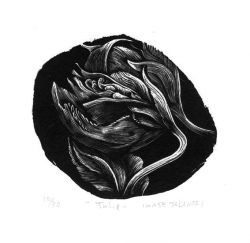 Takanori Iwase 18, Japan, Tulip, 2017, Wood Engraving, 8 x 9 cm