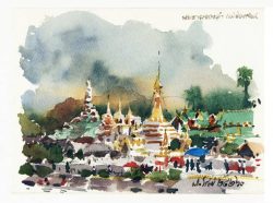 Watana Kreetong 2, Thailand, Doi Yapanae Village Maehongson Thailand, 2017, Watercolor on Paper, 15 x 20 cm, 60