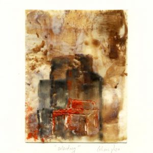 Liliana Rizo 4, Mexico, Waiting, 2018, Encaustic on paper 10.5 x 13.7 cm