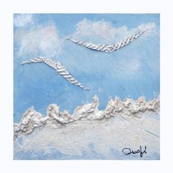 Maria Rita Onofri 6,Italy, Seagulls,2018, Acrylic, Spatula with Worked Metal,15 x 15 cm