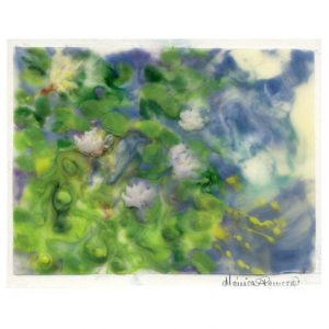 Monica Romero 9, México, Water lilys, 2018, Encaustc, 11,2 x 14,7 cm