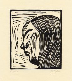 Andreas Johns 1, USA, Asleep, 2018, Linocut, 16 x 13,5 cm