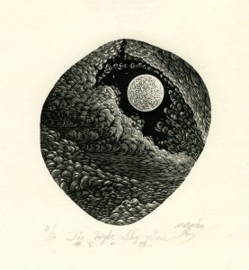 Atsushi Matsuoka 1, Japan, The Night Sky Gem, 2017, Wood Engraving, 11,7 x 10,4 cm