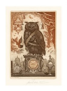 Milan Bauer 2, Czech Republic, The Owl, 2015, Etching, 12 x 20 cm