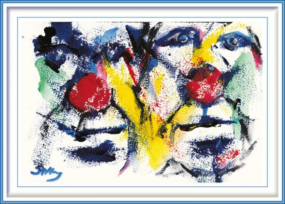 Viggo Salting, The Clown 1, 2019, Acrylic on Paper, 18 x 27 cm