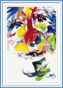 Viggo Salting, The Clown 2, 2019, Acrylic on Paper, 18 x 27 cm