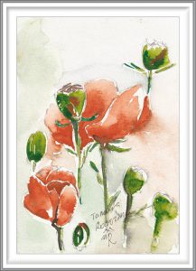 Tamara Rogozina 3, Ukraine, Poppy 3, 2018, Aquarell, 13,5 x 19,5 cm