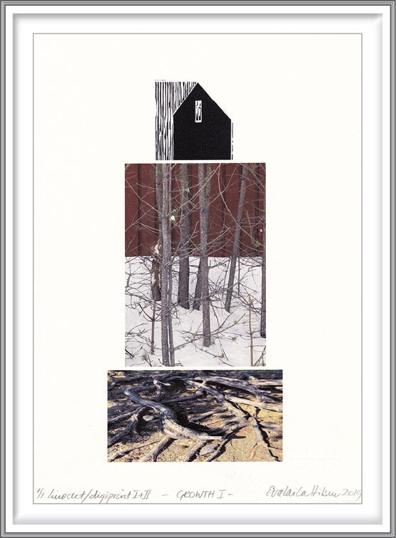 Eva Laila Hilsen 1, Norway, Growth I, 2019, Linocut, Digiprint 2 + 3, 28,5 x 20 cm