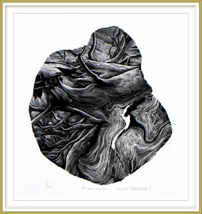 Takanori Iwase 3, Japan, Dawn Song, 2019 Wood Engraving, 18 x 18 cm