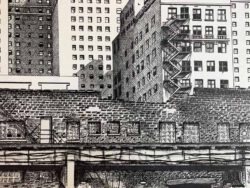 J. F. Bolet, USA, Chicago Street, 2020, ink on paper, 22,8 x 30,4 cm