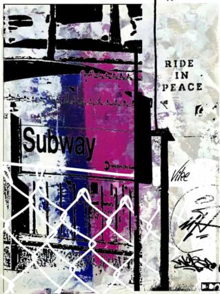 Vike Pedersen, Denmark, Subway, 2019. acrylic and silkscreen, 21 x 29 cm