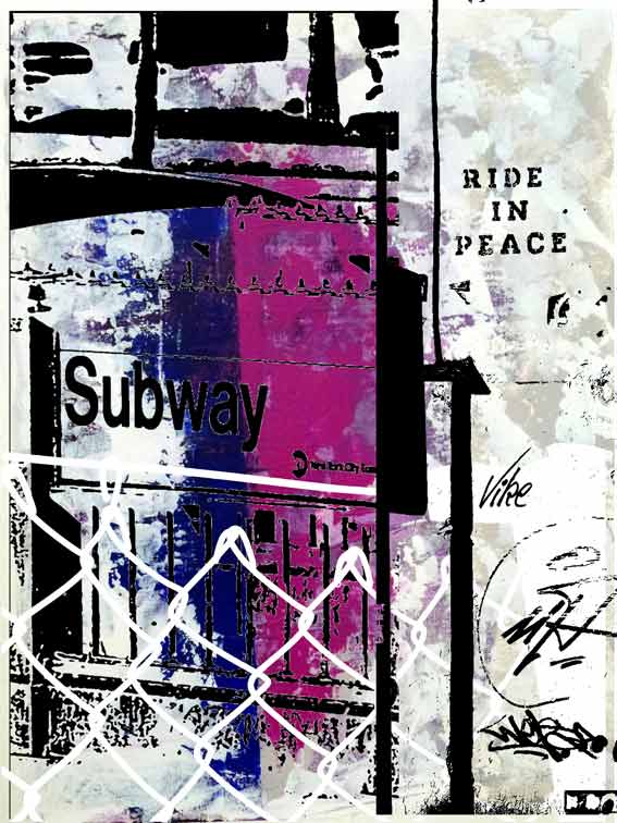 Vike Pedersen, Denmark, Subway, 2019. acrylic and silkscreen, 21 x 29 cm