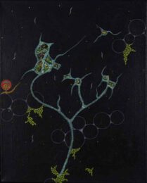 Jani Jan J., Austria, Galaxy Flowers, 2021, copper – mixed media on canvas, 40 x 50 cm